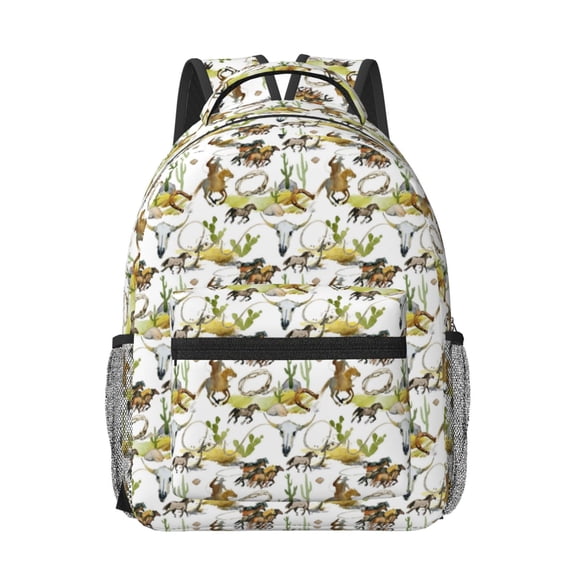 Xecao Wild West Western Print Casual Backpack: A Computer Backpack Ideal for Men and Women, Perfect for College, School, or Daily Travels-One Size
