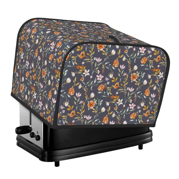 Xecao Wildflowers Print 4 Slice Toaster Cover with Pockets, Small Appliance Cover, Dust and Fingerprint Protection, Machine Washable