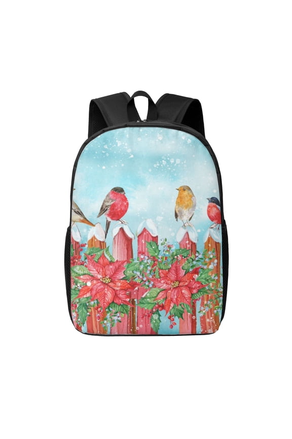 Winter Birds on the Fence print Travel Backpack, Large Computer Backpack for Men Women, College School Rucksack Book Bag