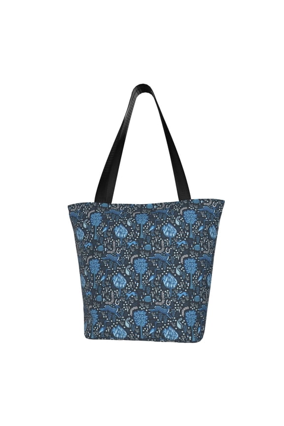 Winter Blue Forest Deer for Tote Bag for Women -Tote Shoulder Bag with A Little Pocket Inside, Perfect for Travel and Work.