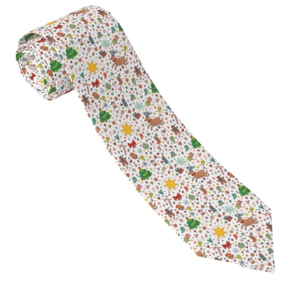 Xecao Winter Christmas And New Year Deer Print Tie For Men Necktie Woven Jacquard Neck Ties,Classic Men's Tie