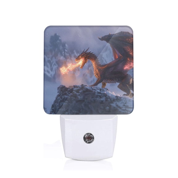 Xecao Winter Fire Dragon for Night Light - a Wall-mounted LED Fixture with A Dusk-to-dawn Sensor, Ideal for Bedrooms, Bathrooms, Hallways, and Kitchens-UK