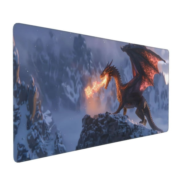 Xecao Winter Fire Dragon Print Large Mouse Pad, 16x35.5in Mousepad, Professional Non-Slip Rubber Base Big Mouse Pad, Mouse Pad for Gaming & Office Full Desk Mouse Pad