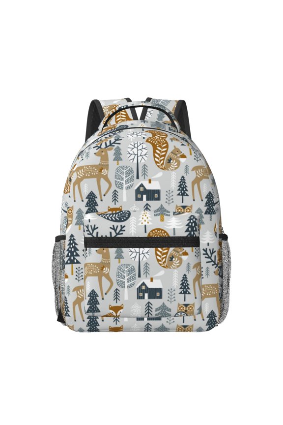 Winter Forest Animals Print Casual Backpack: A Computer Backpack Ideal for Men and Women, Perfect for College, School, or Daily Travels-One Size