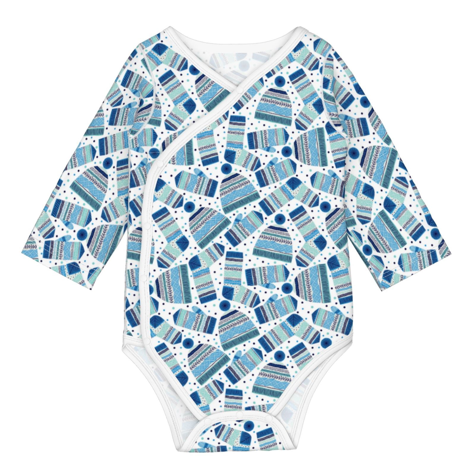Xecao Winter Knit Hat and Socks Print Baby unisex-baby Cotton Long-sleeve Bodysuits-3 Months