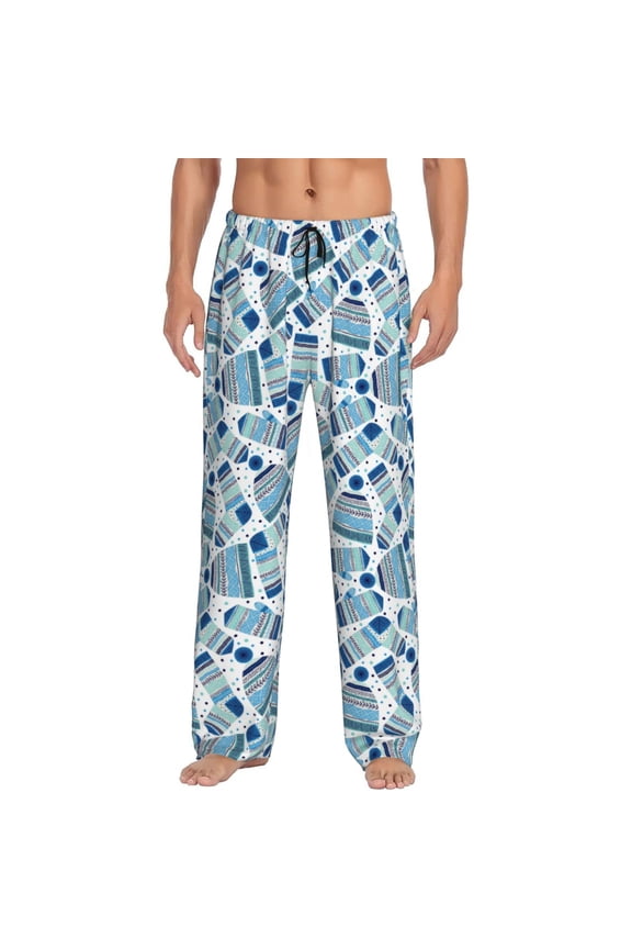 Winter Knit Hat and Socks Print Men's Straight Lounge Pajama Pants - The Ultimate in Comfortable Sleepwear-Medium