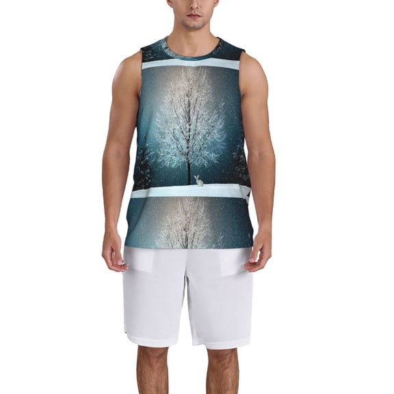 Xecao Winter Rabbit print basketball shirt for both men and women, a unisex basketball jersey perfect for theme parties-Small