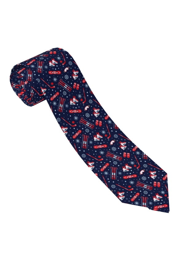 Winter Skiing Snowflakes Print Tie For Men Necktie Woven Jacquard Neck Ties,Classic Men's Tie
