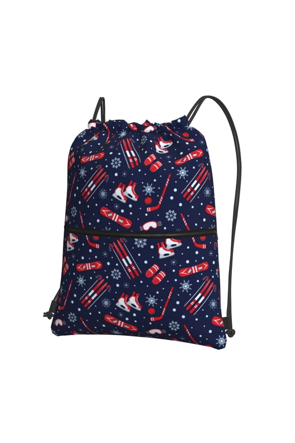 Winter Skiing Snowflakes for Drawstring Bags,Pull String Backpack Bags,String Bag Sackpack