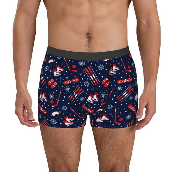 Xecao Winter Sports Fun Pattern Print Men's Underwear Boxer Briefs,Breathable Choice for Men's Underwear-XX-Large