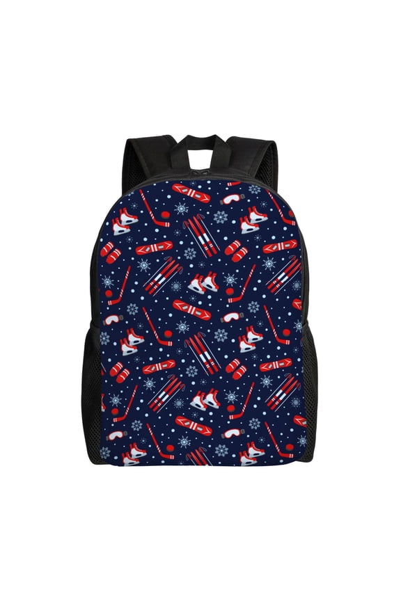 Winter Outdoors Sports Print School Backpack with Laptop Compartment Small Travel Laptop Backpack for Women Men Waterproof College Backpack Simple School Bag