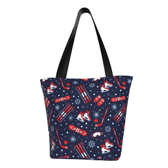 Xecao Winter Sports Fun Pattern for Tote Bag for Women -Tote Shoulder Bag with A Little Pocket Inside, Perfect for Travel and Work.