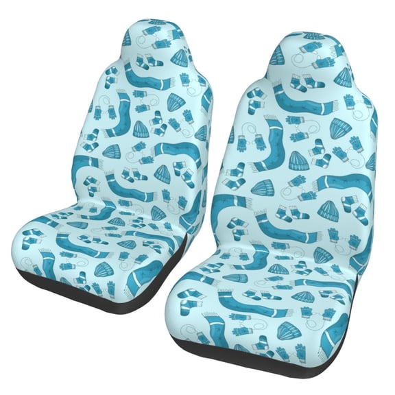 Xecao Winter Warmth Blue Knitted Print Car Seat Cover in That Fits Most Cars, Vans, SUVs, and Trucks.