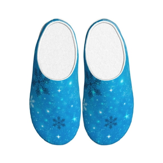 Xecao Winter With Snowflakes Print Cotton Slippers Fuzzy Warm Cozy Slippers Non Slip House Slippers For Indoor Outdoor Cotton Slippers House Slippers-13