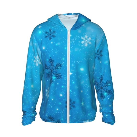 Xecao Winter With Snowflakes for Sun Shirt-A lightweight, Hoodie-Style Long-Sleeve UV Protection Garment Designed for Other Outdoor Activities. -X-Large