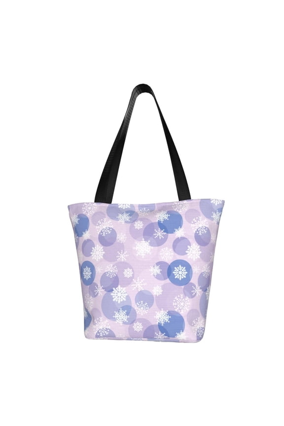 Winter With Snowflakes for Tote Bag for Women -Tote Shoulder Bag with A Little Pocket Inside, Perfect for Travel and Work.