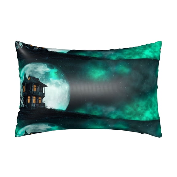 Xecao Witch House On The Hill Pattern Satin Pillowcases for Hair and Skin, Luxurious and Silky Pillow Cases with Envelope Closure, 20x30 Inches