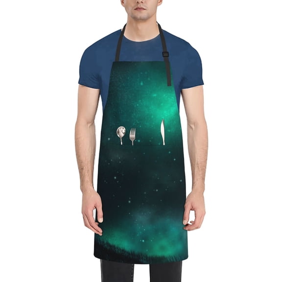 Xecao Witch House On The Hill Print Kitchen Cooking Aprons, Waterproof Adjustable Bib Aprons with 2 Pockets for Women Men Chef