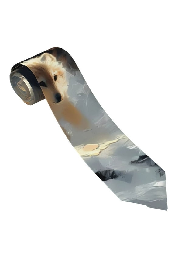 Wolf Family Winter Wonderland Print Tie For Men Necktie Woven Jacquard Neck Ties,Classic Men's Tie