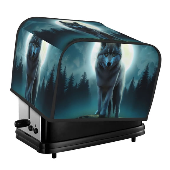 Xecao Wolf Print 4 Slice Toaster Cover with Pockets, Small Appliance Cover, Dust and Fingerprint Protection, Machine Washable