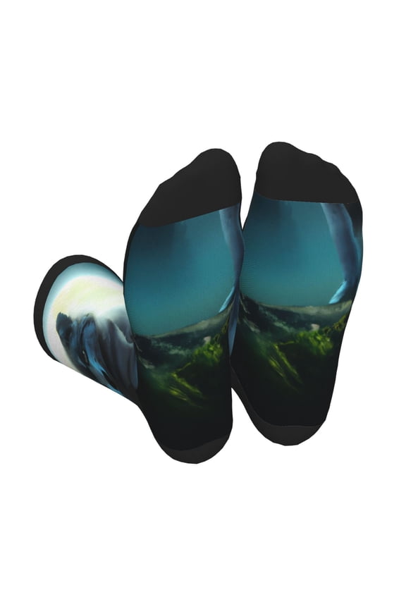 Wolf Print Crew Socks for Men and Women, Men's Soft Moisture-wicking Sock