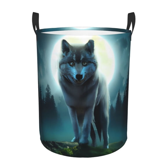 Xecao Wolf Print Laundry Basket,Laundry Hamper Designed for Storage Dirty Clothes Hamper,Collapsible Laundry Baskets-Small
