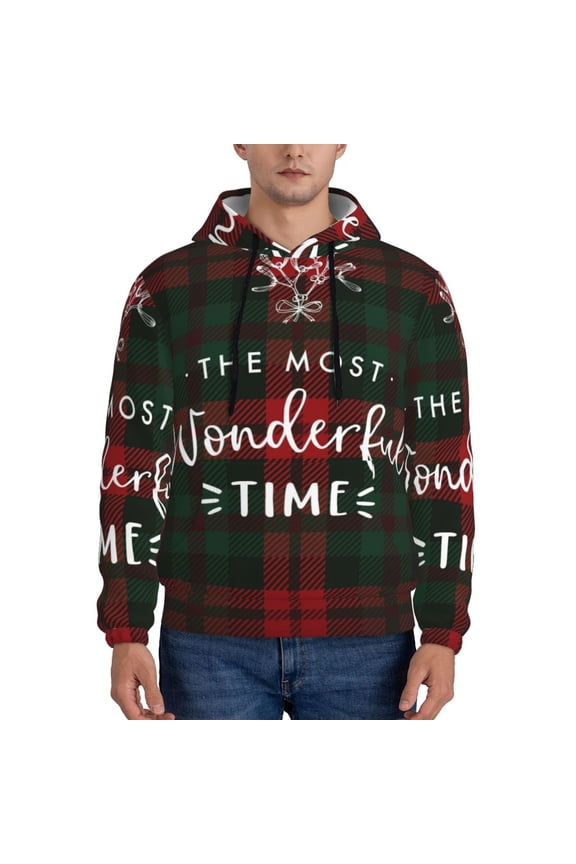 Wonderful Time Christmas Pattern Men's Adult Pullover Hoodie,Hooded Sweatshirt-XX-Large