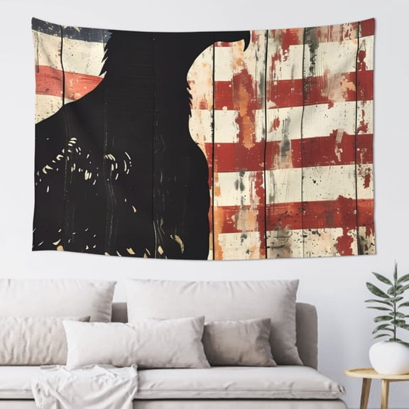 Xecao Wood Grain Bald Eagle Print Tapestry, Wall Hanging Room Funny Decor, Backdrop Room Decor for Bedroom Living Room dormitory