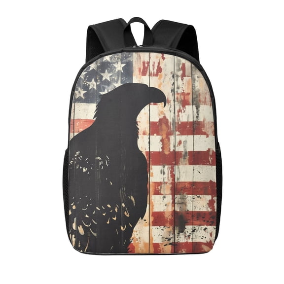 Xecao Wood Grain Bald Eagle print Travel Backpack, Large Computer Backpack for Men Women, College School Rucksack Book Bag