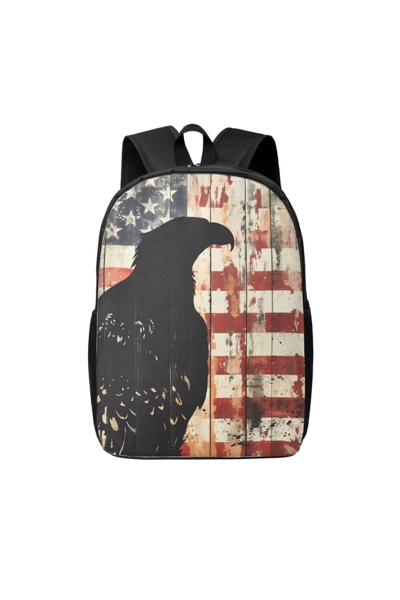 Wood Grain Bald Eagle print Travel Backpack, Large Computer Backpack for Men Women, College School Rucksack Book Bag
