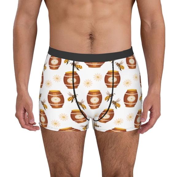 Xecao Wooden Barrels With Honey Print Men's Underwear Boxer Briefs Pack - Your ComfortSoft, Moisture-Wicking, and Breathable Choice for Men's Underwear-Medium