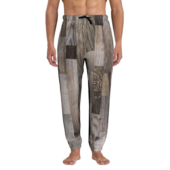 Xecao Wooden Texture Print Active Tech Joggers for Men, Mens Sweatpants Lounge Pants with Pockets-XX-Large
