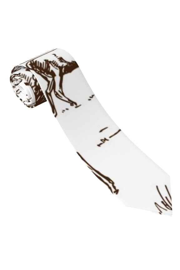 Woodland Forest With Deers Print Tie For Men Necktie Woven Jacquard Neck Ties,Classic Men's Tie