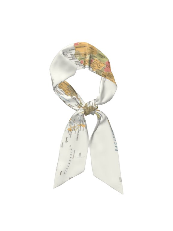 World Map 1 Pattern Large Satin Head Scarf - Satin Hair Scarves Silk Bandana Scarf Headscarf Silk Feeling Scarf for Women