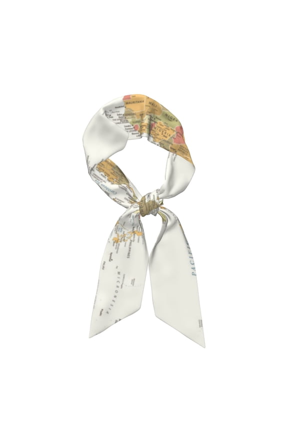 World Map 1 Pattern Large Satin Head Scarf - Satin Hair Scarves Silk Bandana Scarf Headscarf Silk Feeling Scarf for Women