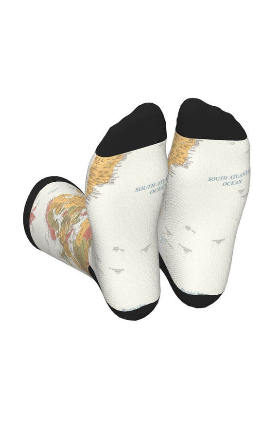 World Map 1 Print Crew Socks for Men and Women, Men's Soft Moisture-wicking Sock