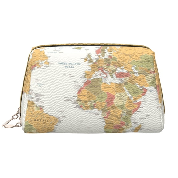 Xecao World Map 1 Print Fashion Makeup PVC Bag Large Capacity Travel Cosmetic Bag for Women Organizer Toiletry Clutch