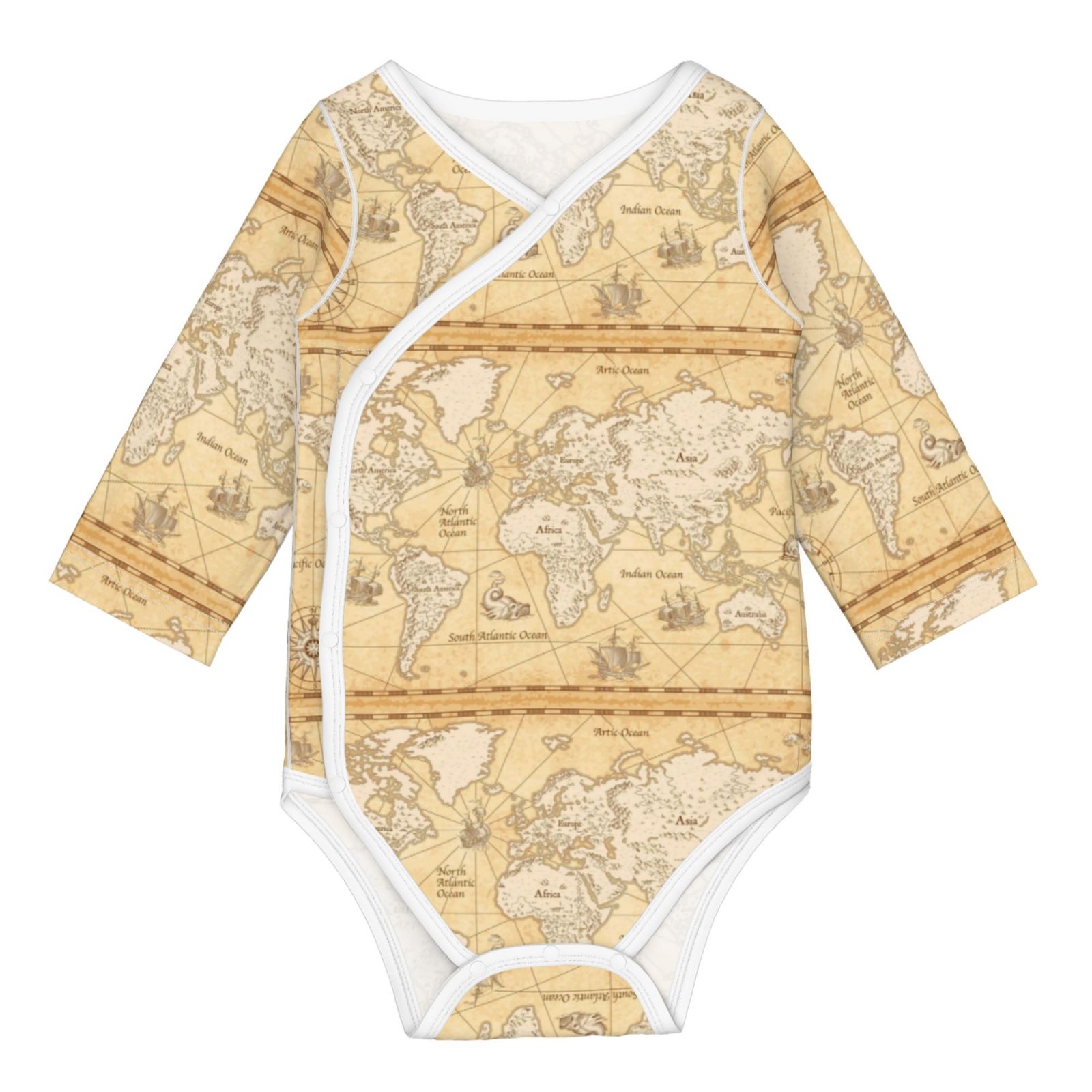 Xecao World Map Print Baby unisex-baby Cotton Long-sleeve Bodysuits-2 Years