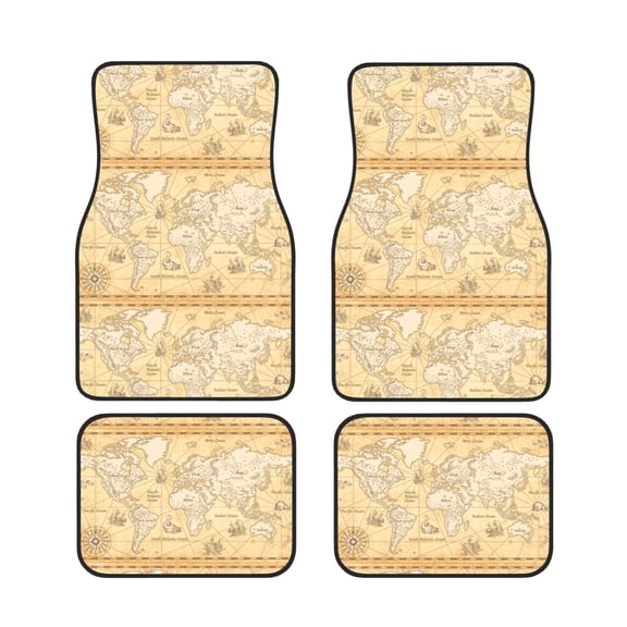 Xecao World Map Print Car Foot Mat Set of 4 Pieces Neoprene All-Weather Dust-Proof Stain-resistantCar Interior Decorative mats Non-Slip Mats
