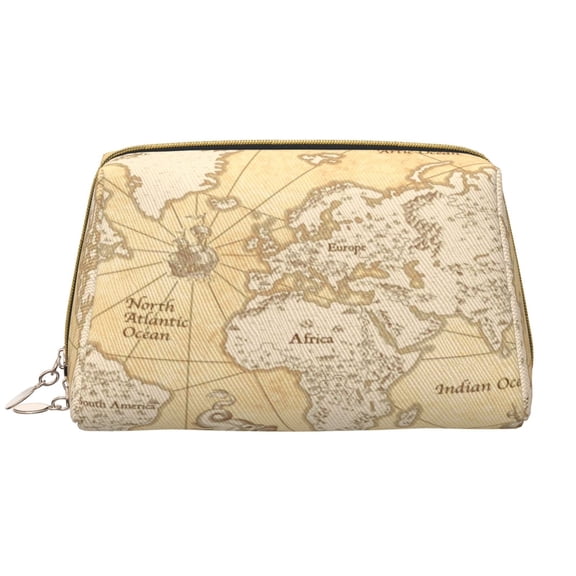 Xecao World Map Print Fashion Makeup PVC Bag Large Capacity Travel Cosmetic Bag for Women Organizer Toiletry Clutch