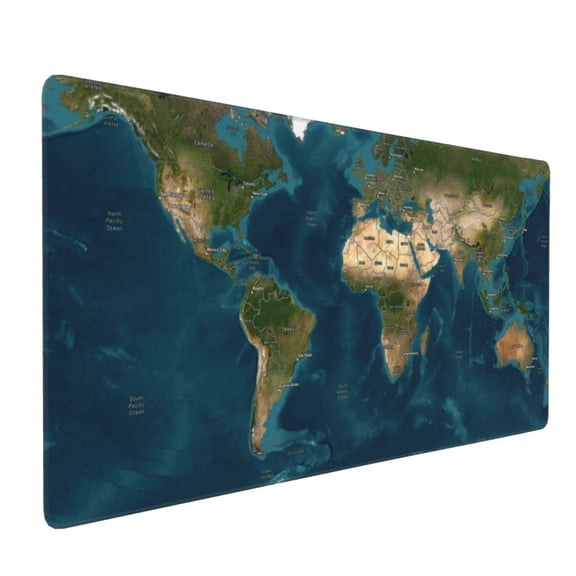 Xecao World Map Print Large Mouse Pad, 16x35.5in Mousepad, Professional Non-Slip Rubber Base Big Mouse Pad, Mouse Pad for Gaming & Office Full Desk Mouse Pad
