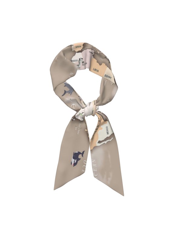 World Map With Animals Pattern Large Satin Head Scarf - Satin Hair Scarves Silk Bandana Scarf Headscarf Silk Feeling Scarf for Women