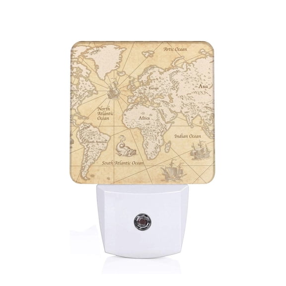 Xecao World Map for Night Light - a Wall-mounted LED Fixture with A Dusk-to-dawn Sensor, Ideal for Bedrooms, Bathrooms, Hallways, and Kitchens-US