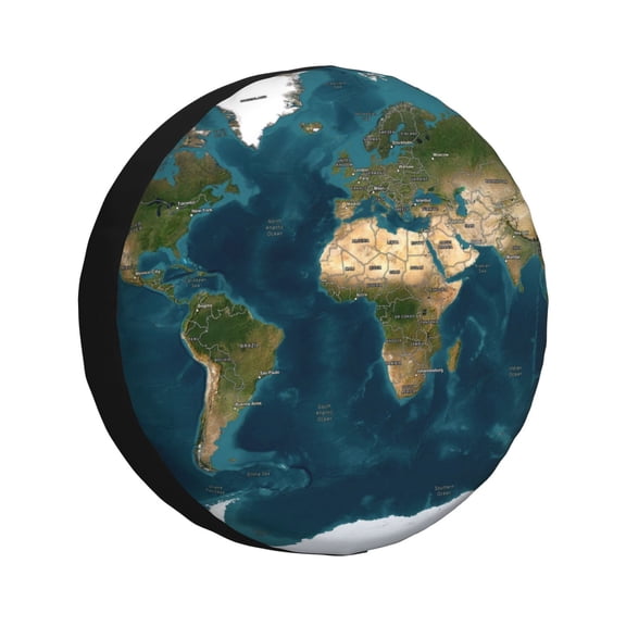 Xecao World Map for Tire Covers,Wheel Tire Cover Waterproof, Dust-Proof, And Universally Fitting for Cars,Trailers, SUVs-14 inch