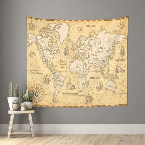 Xecao World Map patten Tapestry 60x51 Inches Wall Hanging Poster Tapestry for Living Room Bedroom Home Decor