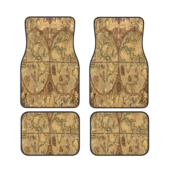 Xecao World Map1 Print Car Foot Mat Set of 4 Pieces Neoprene All-Weather Dust-Proof Stain-resistantCar Interior Decorative mats Non-Slip Mats