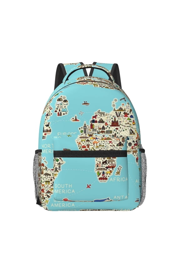 World Travel Line Icons Map Travel Backpack: A spacious, stylish computer backpack ideal for men and women, perfect for college, school, or daily travels