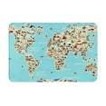 thumbnail image 1 of Xecao World Travel Line Icons Map print Flannel Mat: Non-slip, 16x24in. Ideal for kitchen, bedroom, bath & living room., 1 of 9