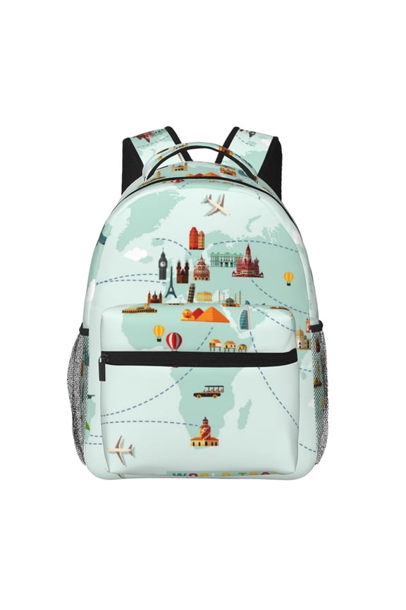 World Travel Map Backpack, a stylish and functional choice for both men and women, is the perfect basic bookbag for college, work, or travel
