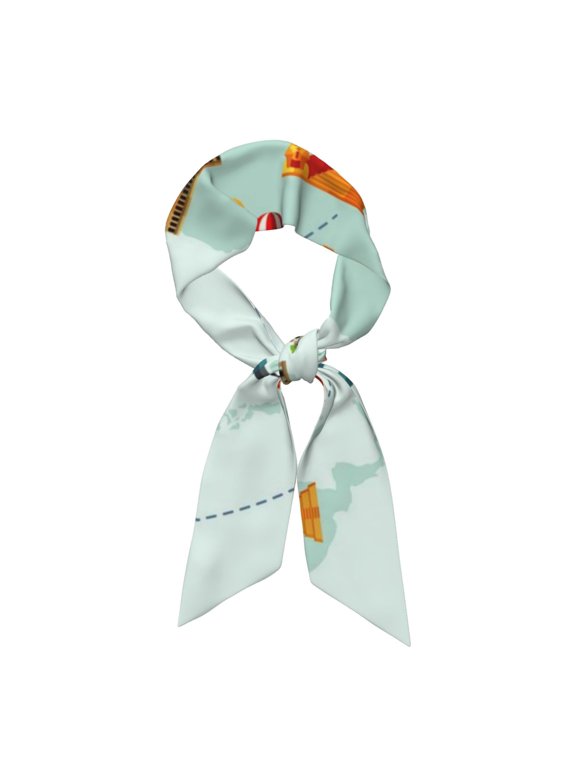 World Travel Map Pattern Large Satin Head Scarf - Satin Hair Scarves Silk Bandana Scarf Headscarf Silk Feeling Scarf for Women